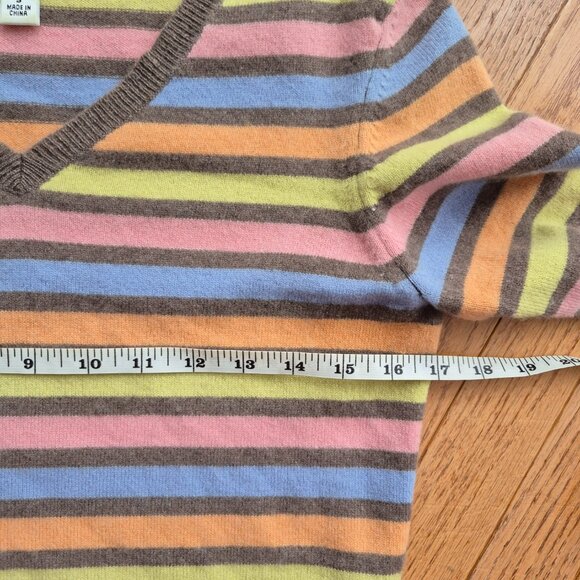 Talbots Cashmere Pastel Stripe V-Neck Pullover Sweater Size Small - Picture 8 of 10